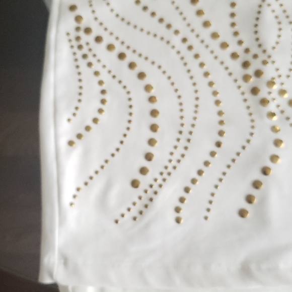 Bebe White And Gold Studs One Shoulder Dress - Picture 7 of 9